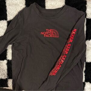 The North Face Charcoal Long Sleeve with Red Accents